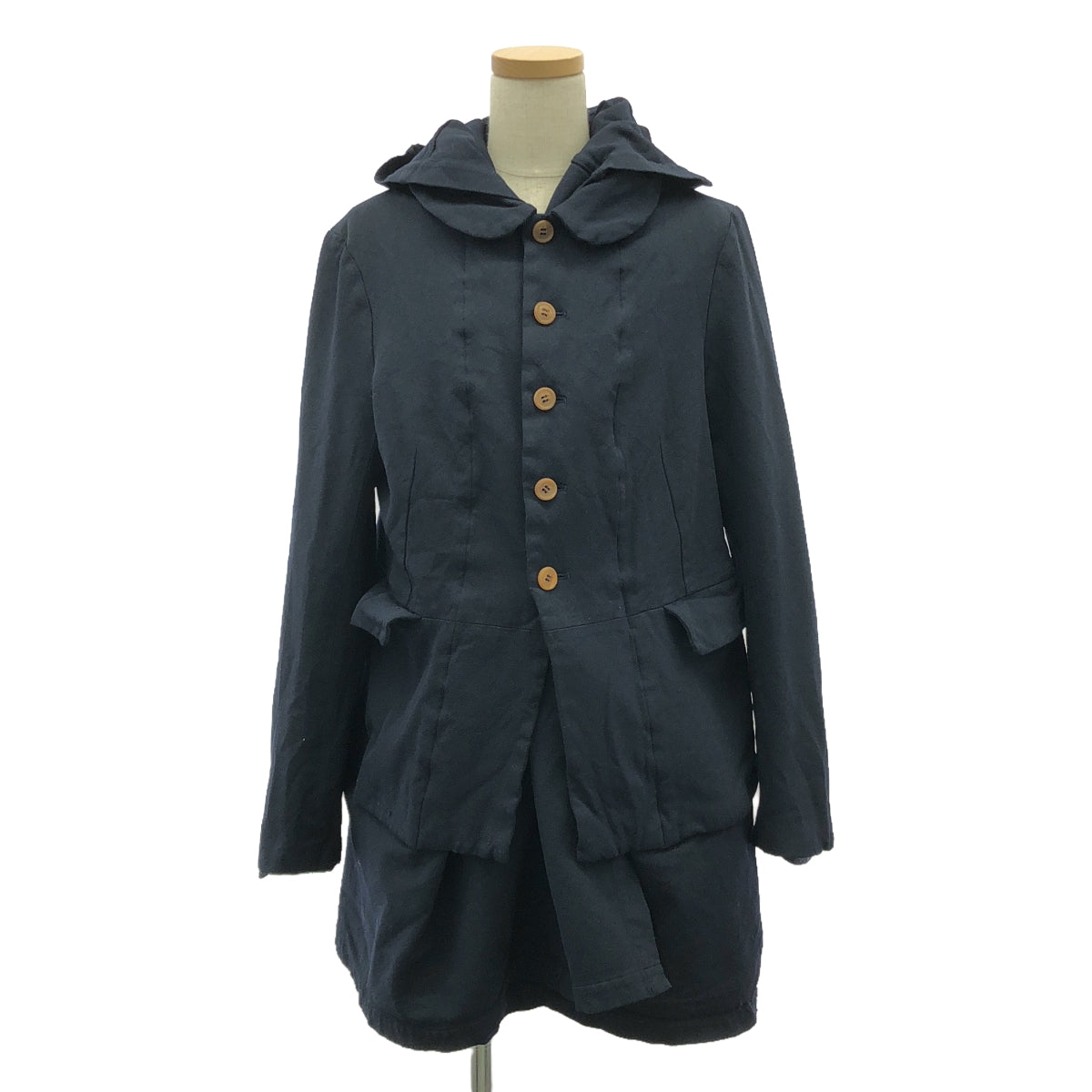 COMME des GARCONS COMME des GARCONS / コムコム | 2012AW | ポリエステル 縮絨 コート フーディ / 裏地付き | S | ネイビー | レディース