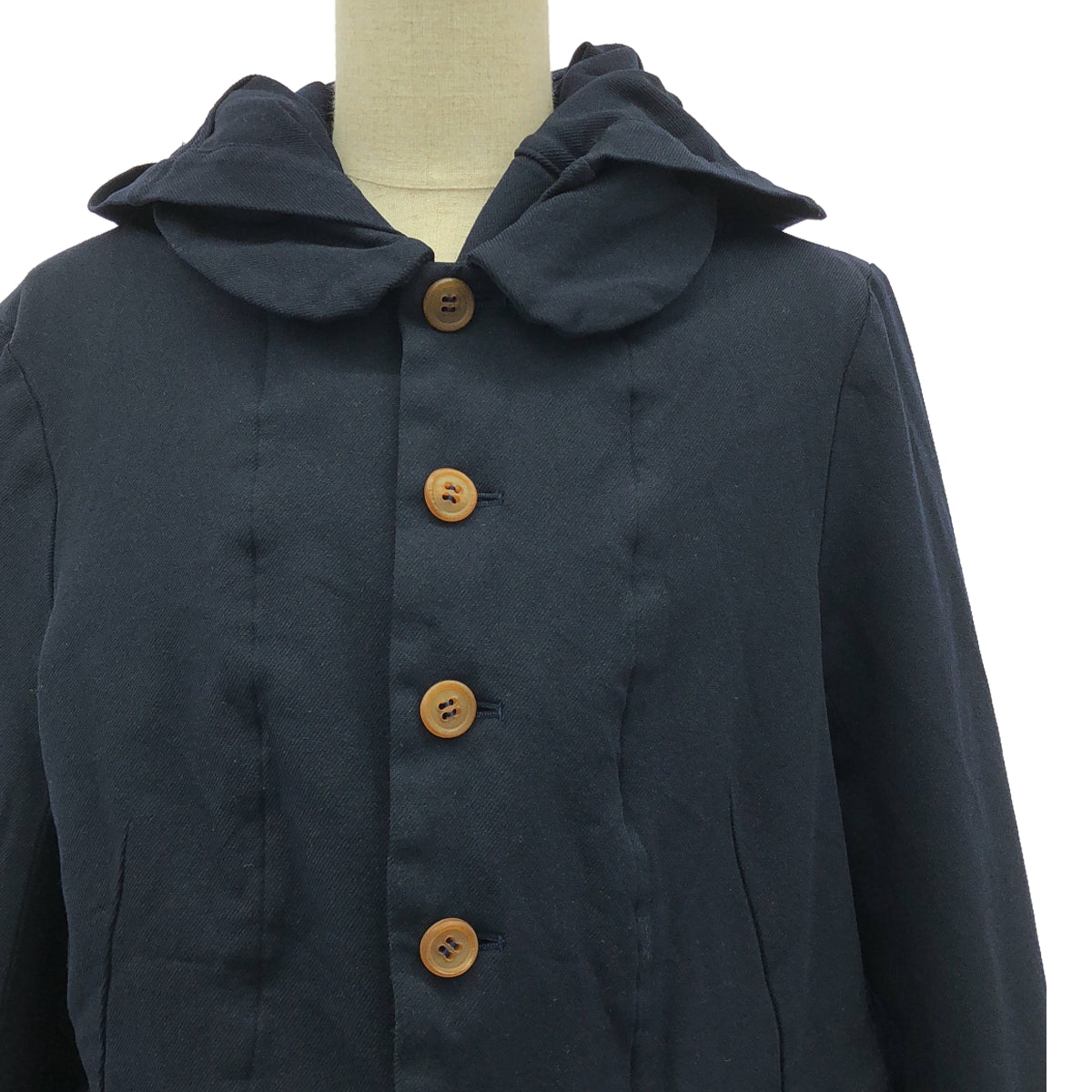 COMME des GARCONS COMME des GARCONS / コムコム | 2012AW | ポリエステル 縮絨 コート フーディ / 裏地付き | S | ネイビー | レディース