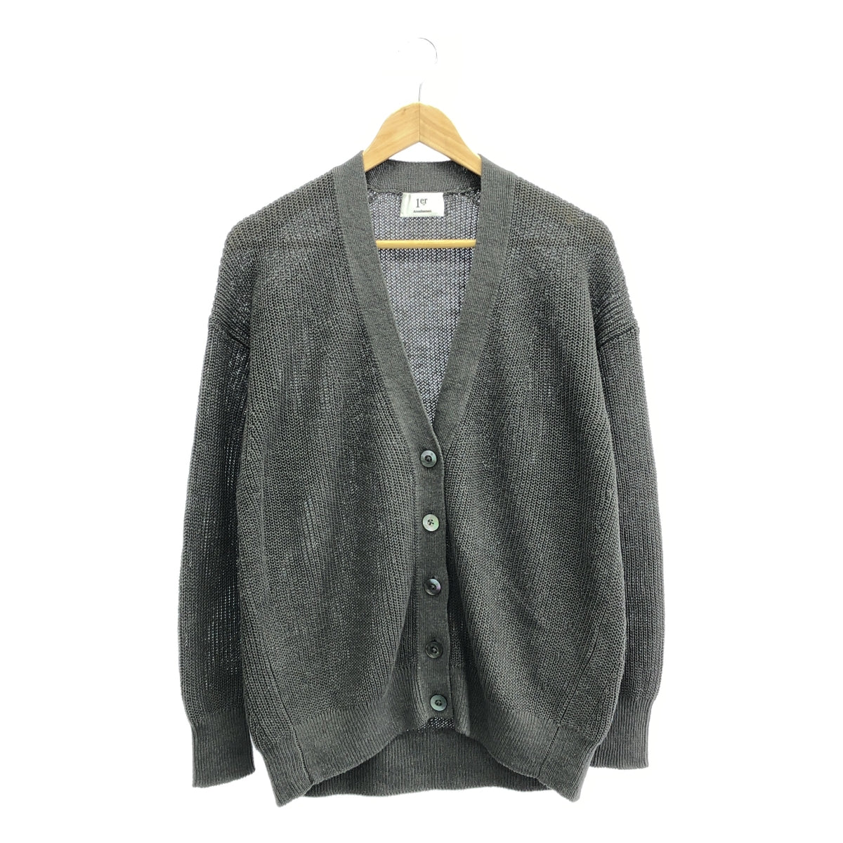 1er Arrondissement / プルミエアロンディスモン | 畦 リネン リラックス カーディガン | F | Mocha | レディース