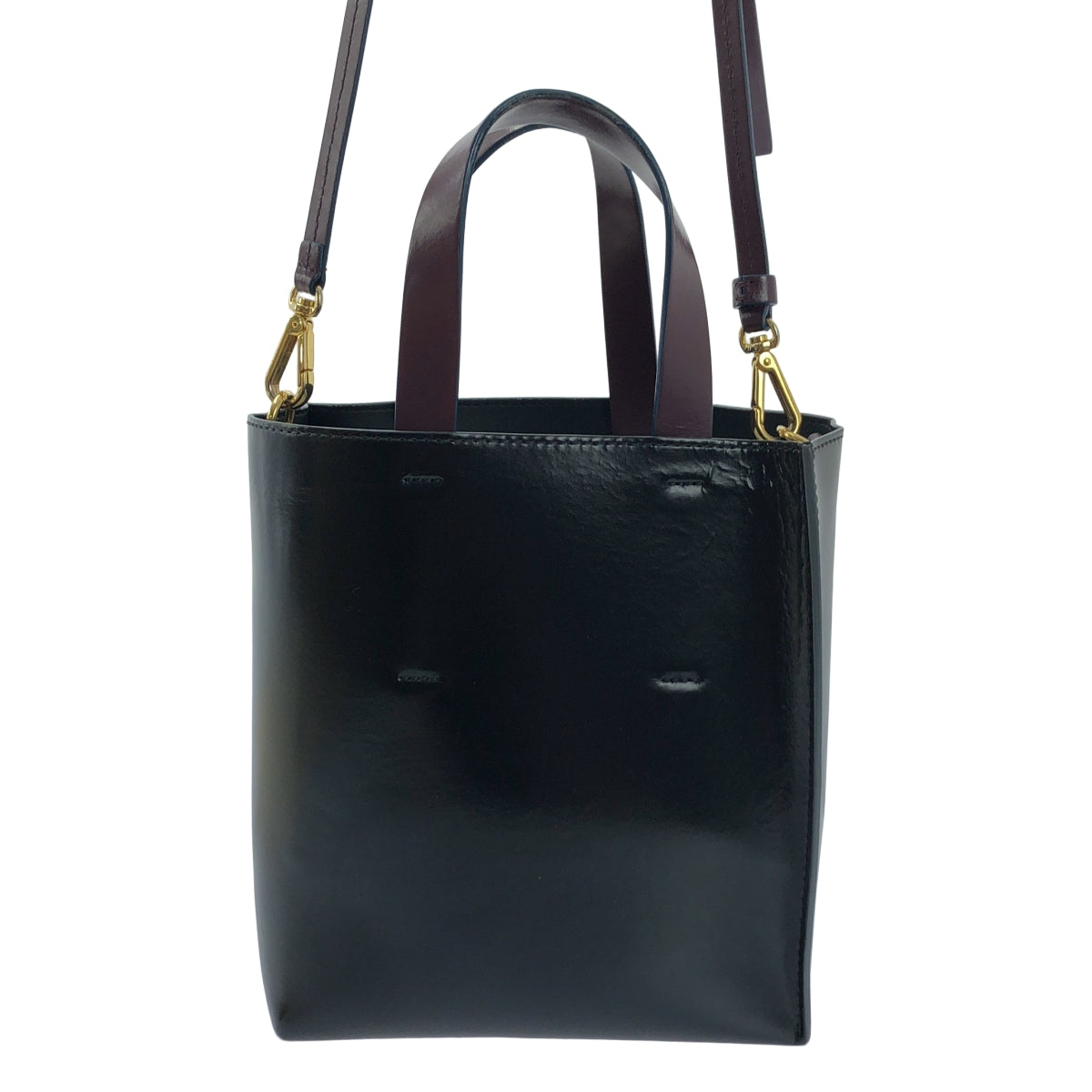 【美品】 MARNI / マルニ | 2021AW | MUSEO ミュゼオ / 2WAY レザー ショルダーバッグ | ブラック / パープル | レディース