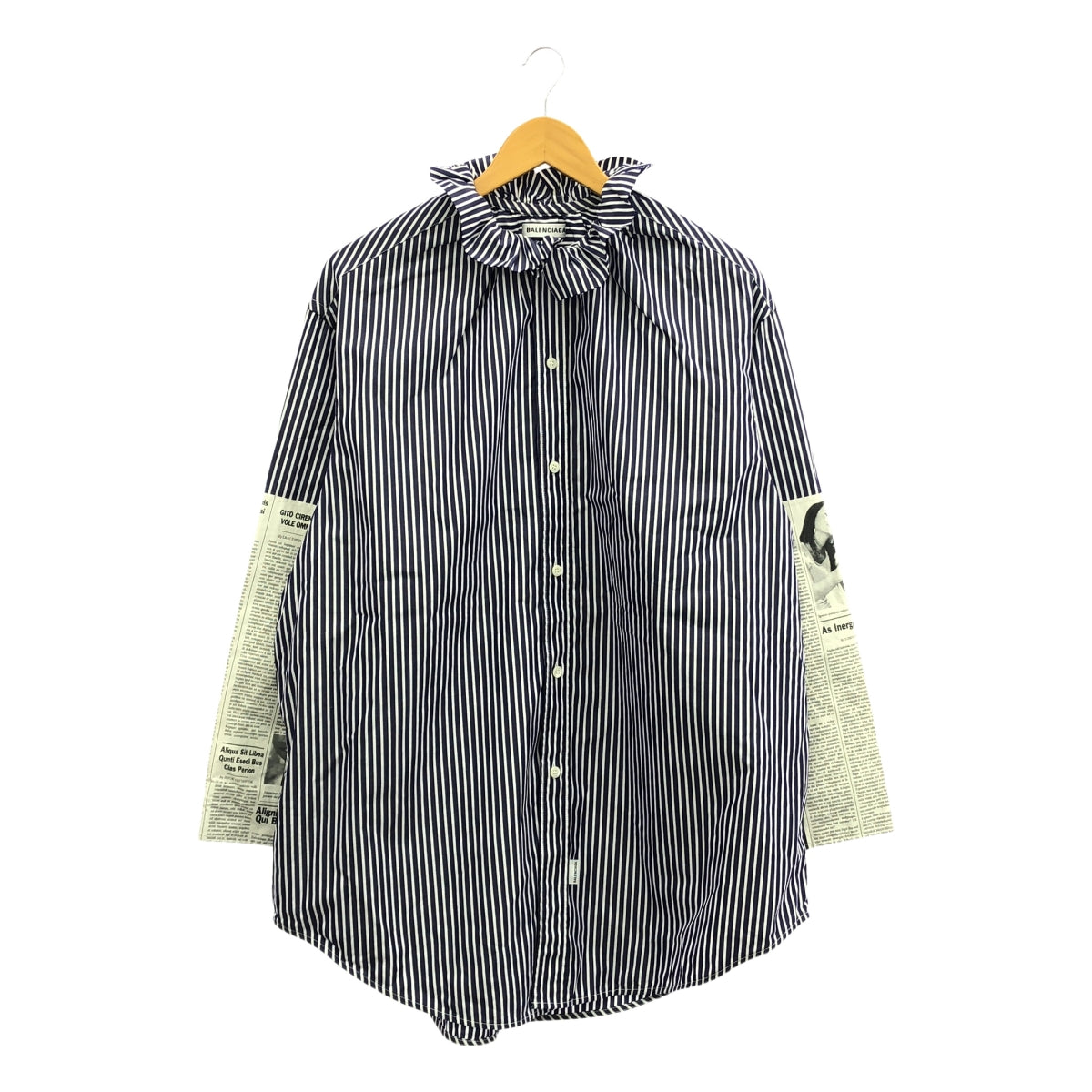 BALENCIAGA / バレンシアガ | stripe newspaper shirt ニュースペーパー ストライプ シャツ | ブルー/ホワイト | レディース