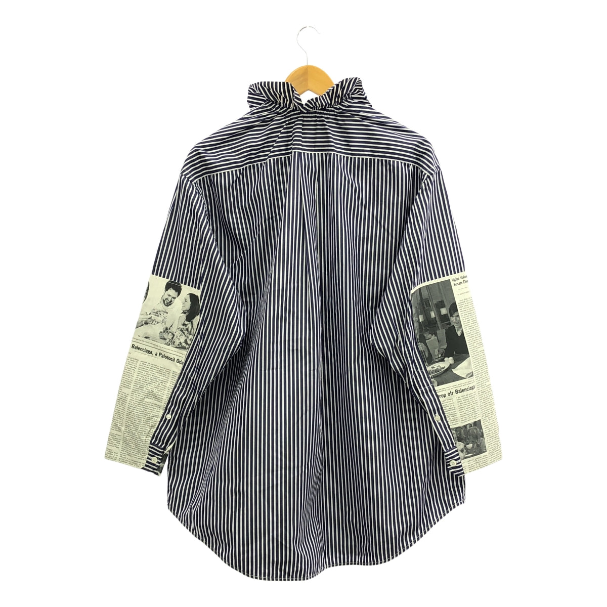 BALENCIAGA / バレンシアガ | stripe newspaper shirt ニュースペーパー ストライプ シャツ | ブルー/ホワイト | レディース