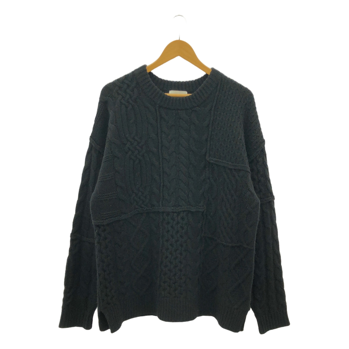 CLANE HOMME / クラネオム | PATCHWORK CABLE KNIT / パッチワーク ケーブル ニット プルオーバー | 1 | メンズ