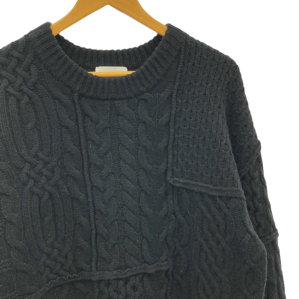 CLANE HOMME / クラネオム | PATCHWORK CABLE KNIT / パッチワーク ケーブル ニット プルオーバー | 1 | メンズ