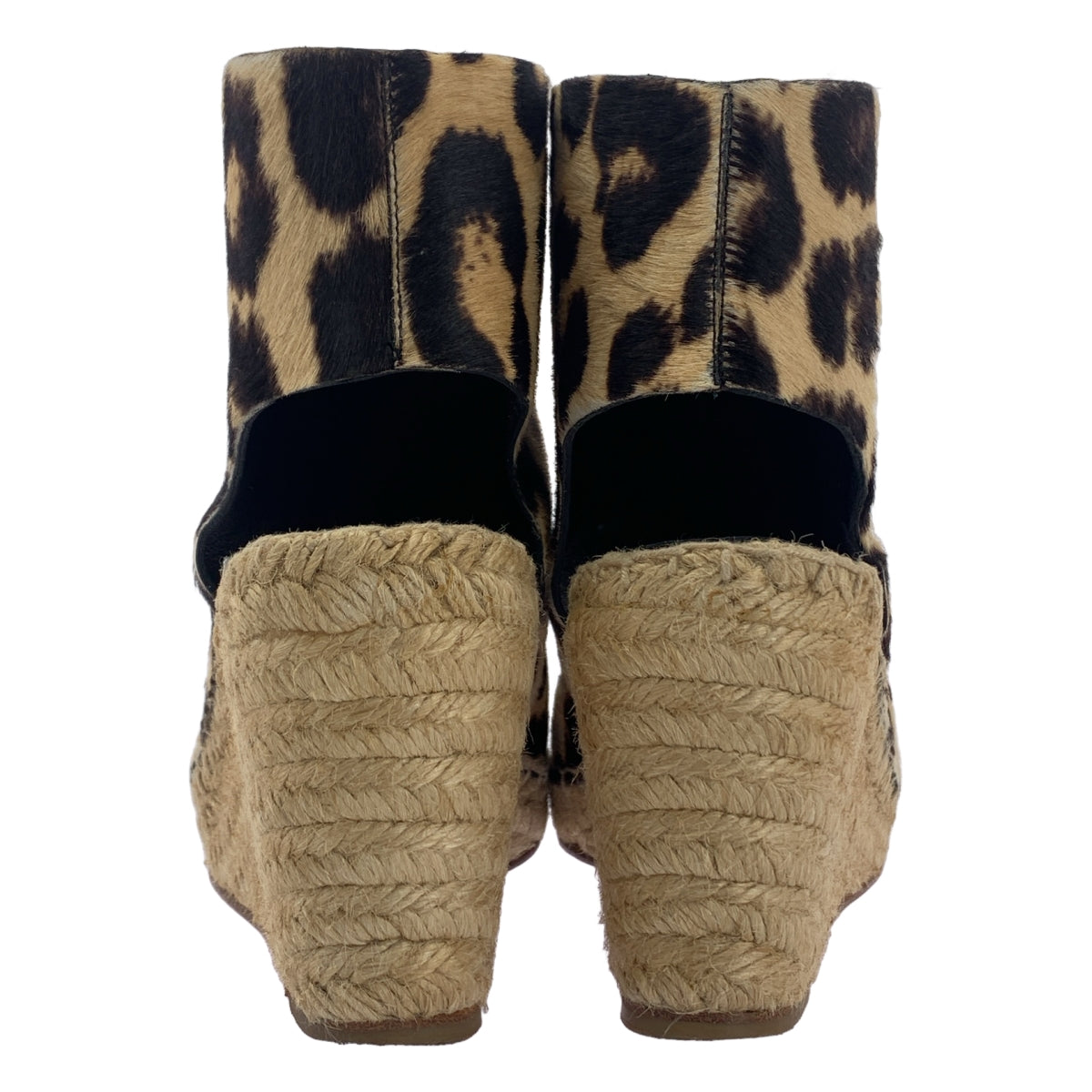 CELINE / セリーヌ | レオパード柄 ハラコ センタージップ ウェッジソール サンダル | 38 | ベージュ / ブラウン | レディース