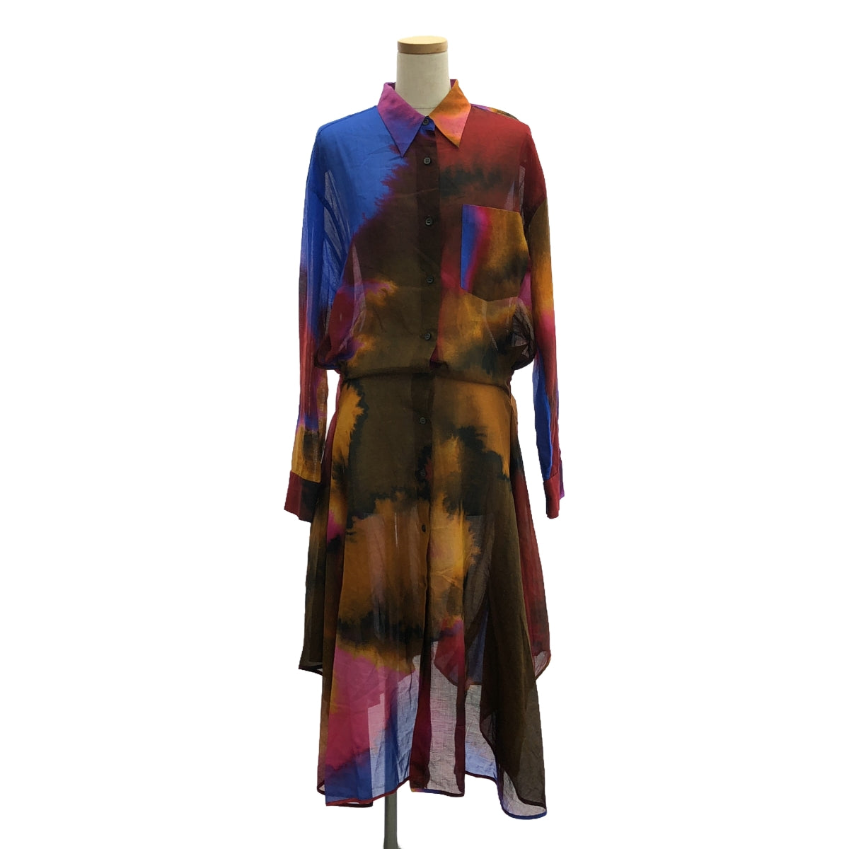 【美品】  DRIES VAN NOTEN / ドリスヴァンノッテン | 2022SS | Dras Water Color Dress 水彩柄 ロング ワンピース ドレス | 34 | マルチカラー | レディース