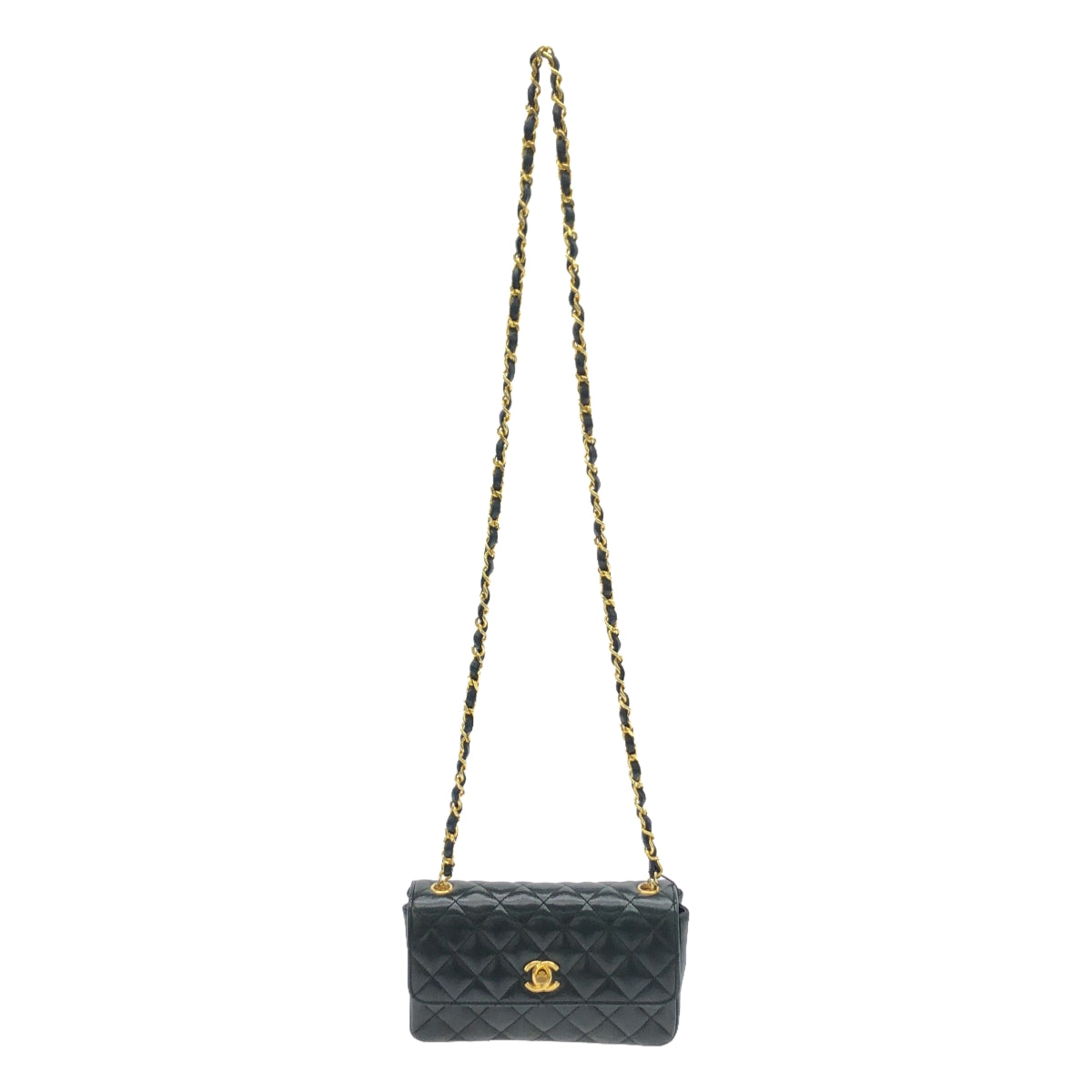 CHANEL / シャネル | レザー ミニ マトラッセ ココマーク ターンロック チェーン ショルダー バッグ | ブラック | レディース