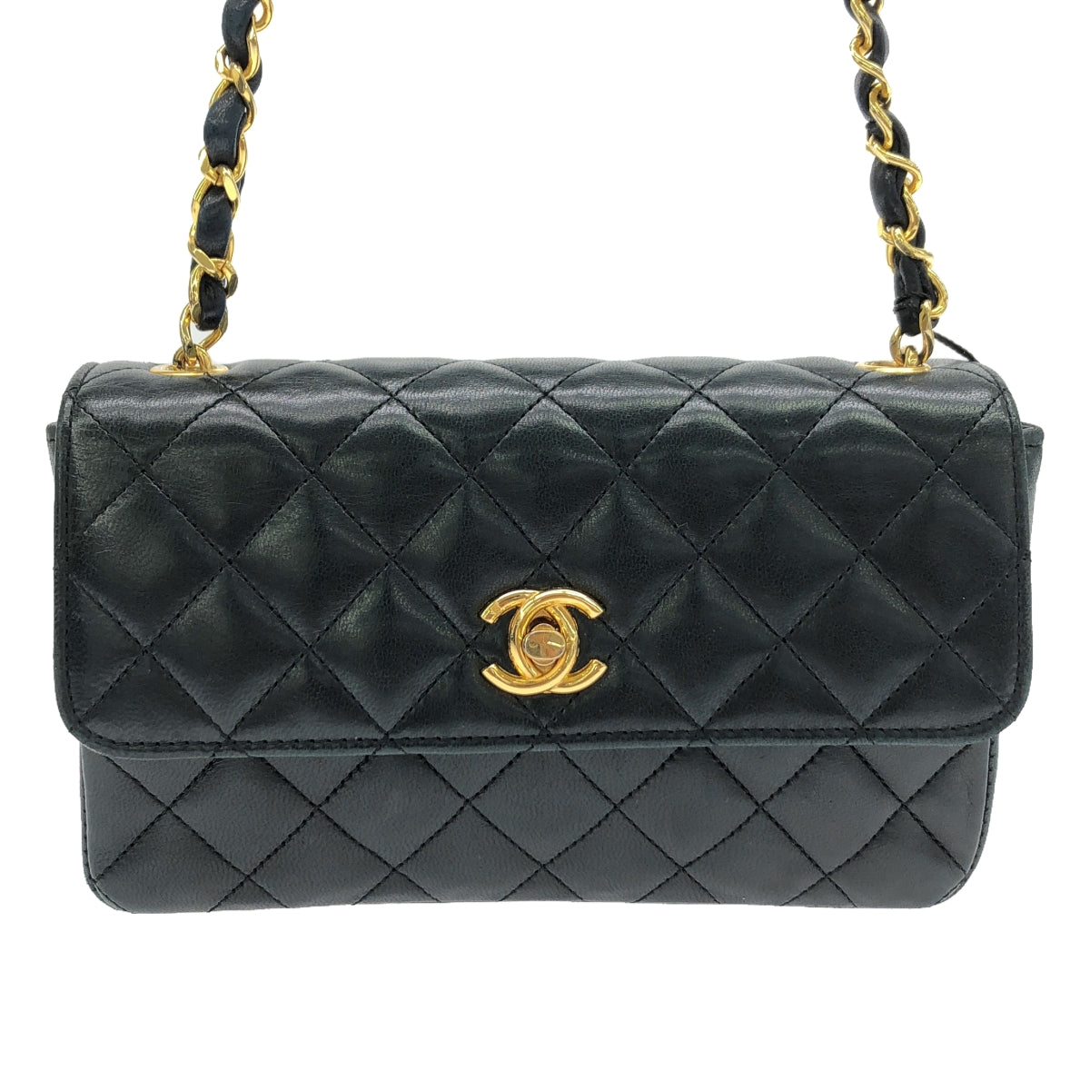 CHANEL / シャネル | レザー ミニ マトラッセ ココマーク ターンロック チェーン ショルダー バッグ | ブラック | レディース