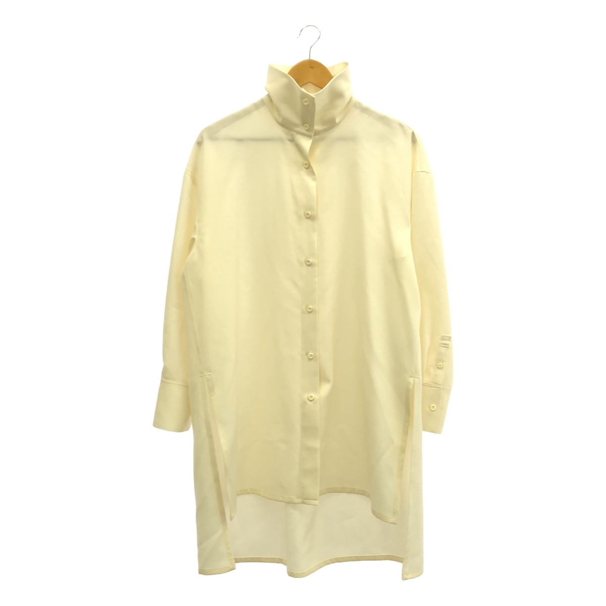 【美品】 CABaN / キャバン | ウールツイル ハイネックロングシャツ | S | アイボリー | レディース