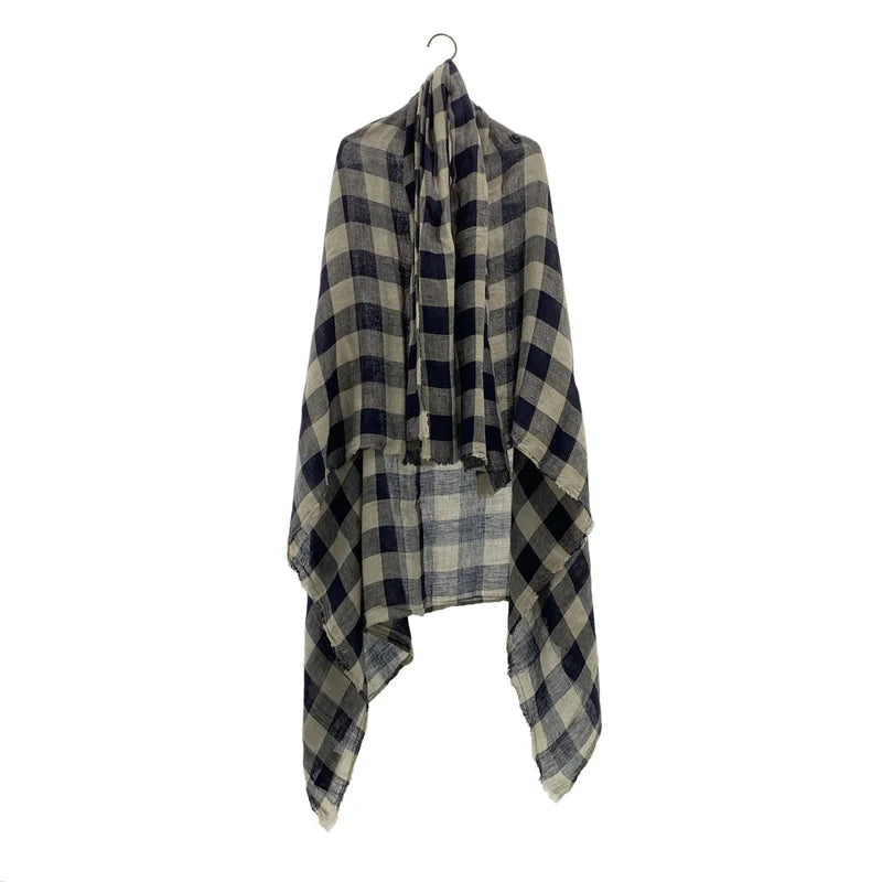 ダニエラグレジス　カシミヤ　大判ストール DANIELA GREGIS(ダニエラ グレジス) CASHMERE ストール(BLK×BLU CHECK