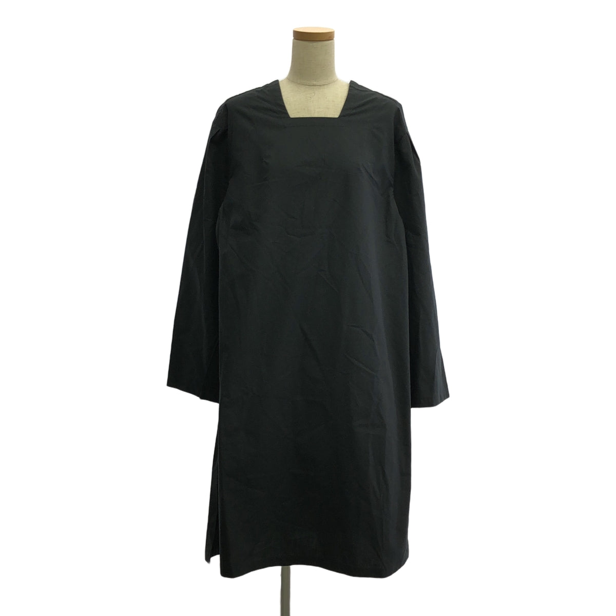THE HINOKI / ザヒノキ | オーガニック コットン ポプリン スクエアネック ドレス ワンピース | 1 | ブラック | レディース