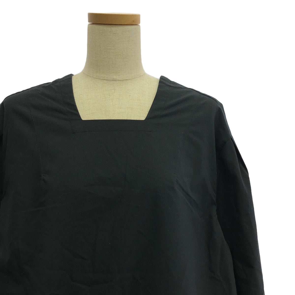 THE HINOKI / ザヒノキ | オーガニック コットン ポプリン スクエアネック ドレス ワンピース | 1 | ブラック | レディース