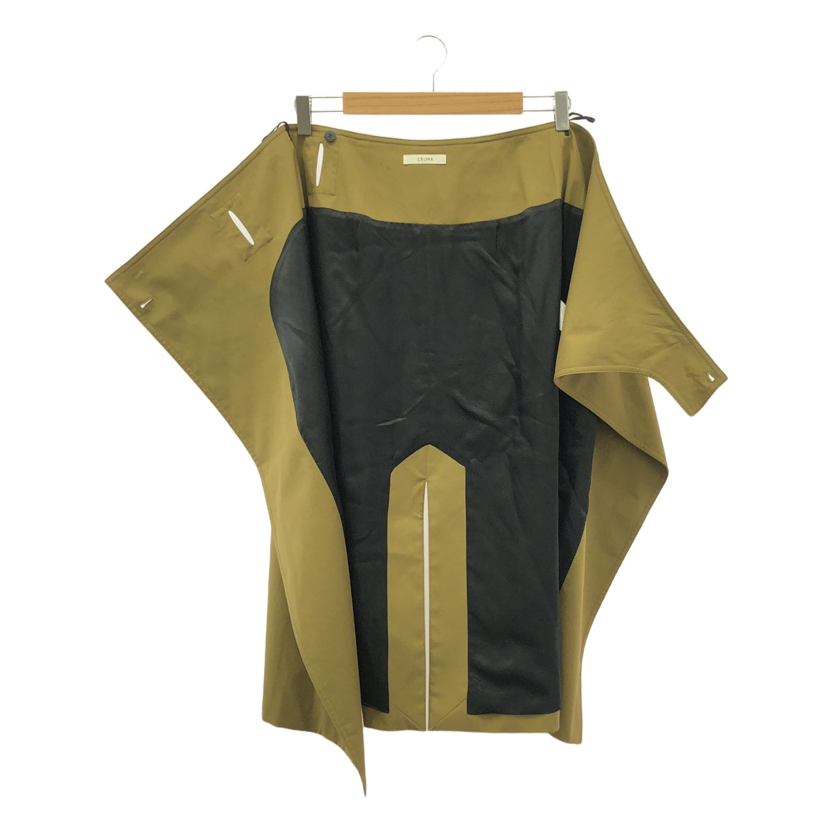 【美品】  CELINE / セリーヌ | 2018AW | フィービー期 レザーベルテッド バックスリット ラップスカート / 総裏地 | 36 | カーキ系 | レディース