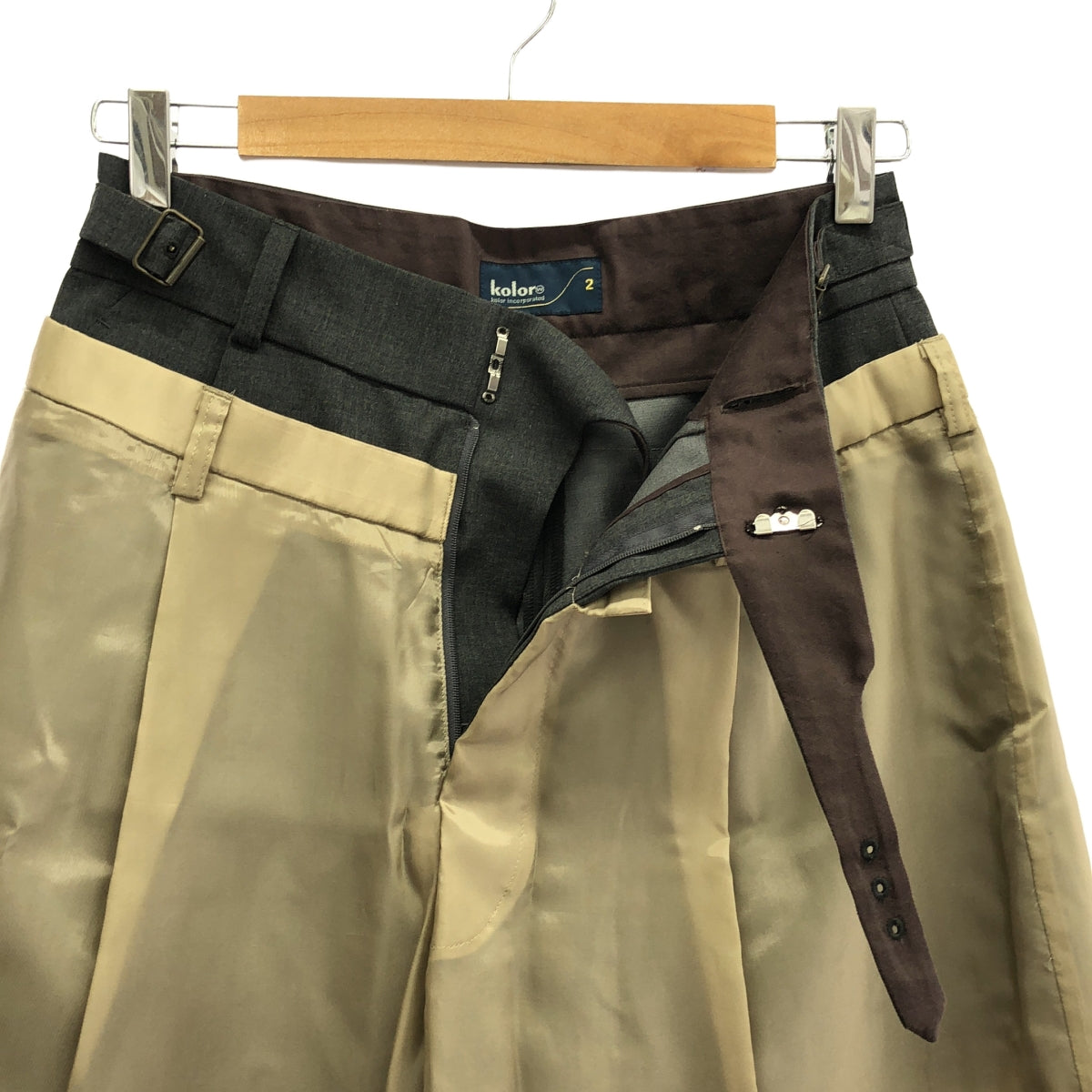 【新品】  kolor / カラー | Medium Gray パンツ | 2 | ベージュ×グレー | レディース