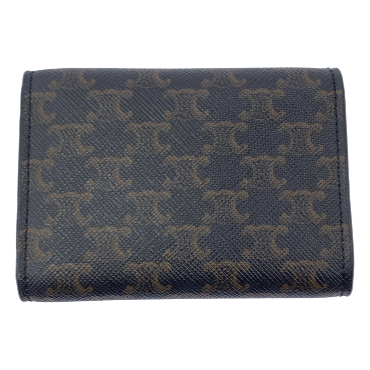 【美品】  CELINE / セリーヌ | レザー トリオンフ レオパード コンパクトウォレット 財布 | ダークブラウン | レディース