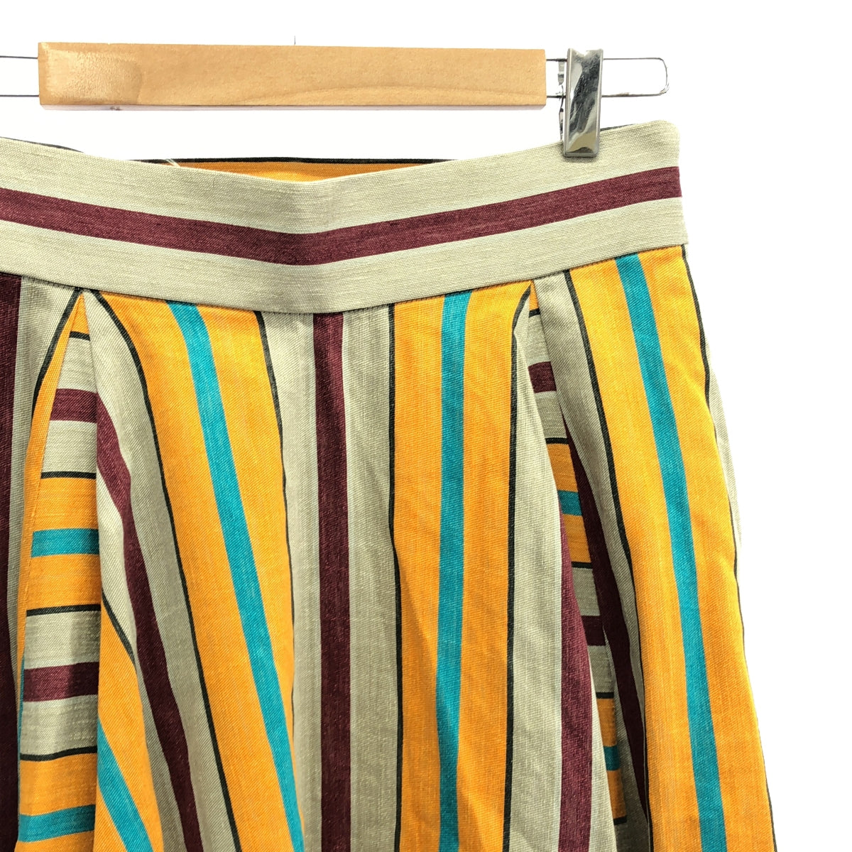 【新品】  ASTRAET / アストラット | リネン混 ストライプ フレア スカート | 1 | マルチカラー | レディース