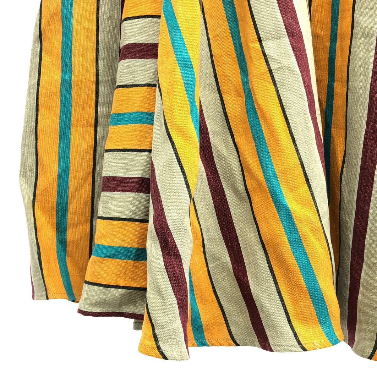 【新品】  ASTRAET / アストラット | リネン混 ストライプ フレア スカート | 1 | マルチカラー | レディース