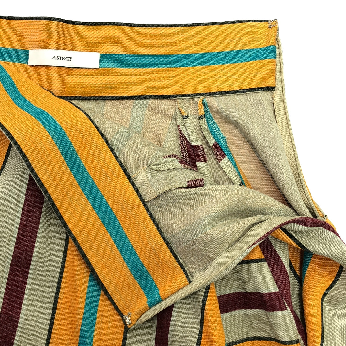 【新品】  ASTRAET / アストラット | リネン混 ストライプ フレア スカート | 1 | マルチカラー | レディース