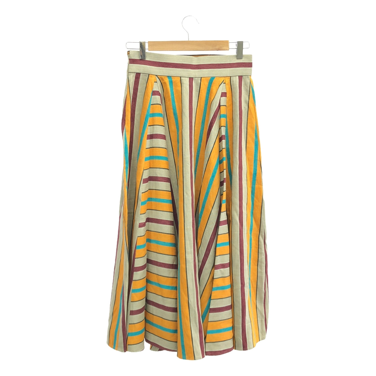 【新品】  ASTRAET / アストラット | リネン混 ストライプ フレア スカート | 1 | マルチカラー | レディース