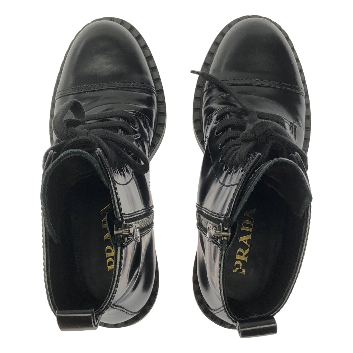 PRADA / プラダ | レザー サイドジップアップ ブーツ | 35.5 | ブラック | レディース