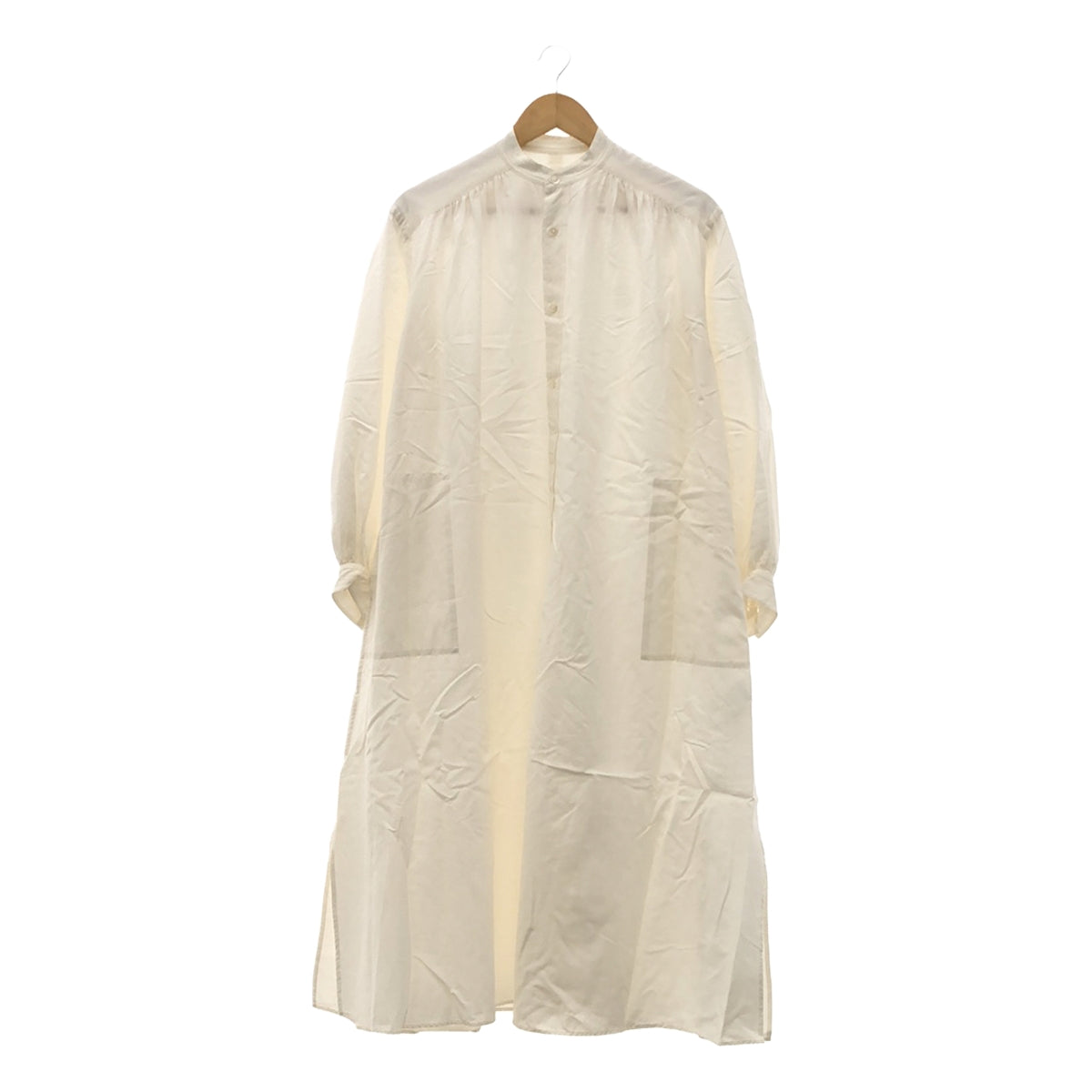 YLEVE / イレーヴ | 2021SS | COTTON RAYON BROAD LONG SHIRT コットン ギャザー ロングシャツ – KLD