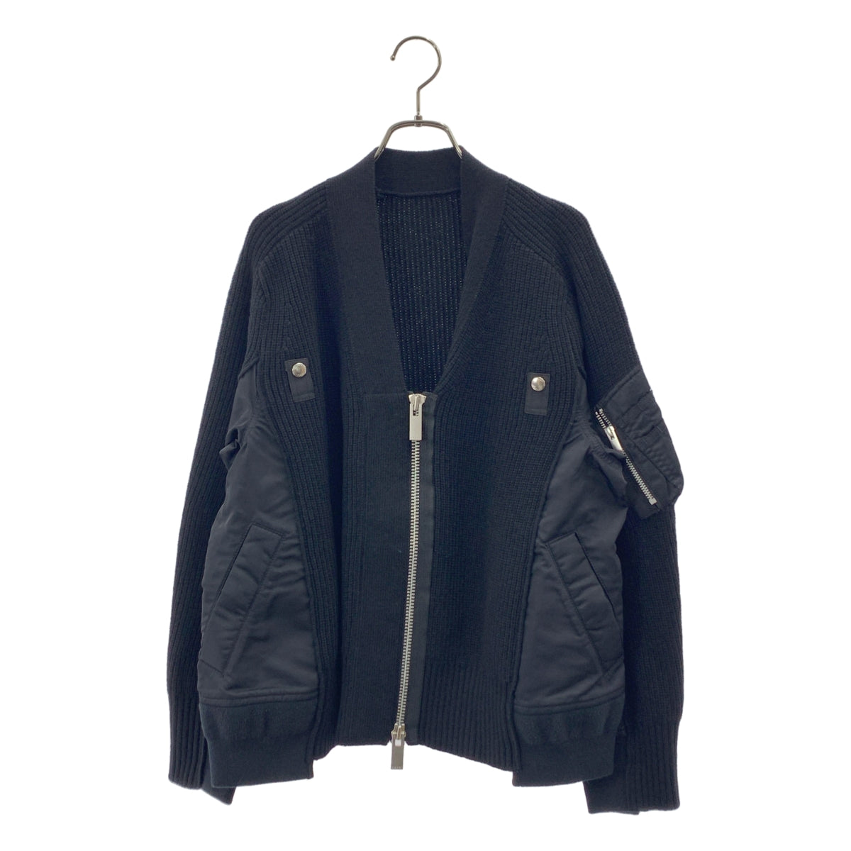 sacai / サカイ | 2022AW | リブニット ナイロン 切替 ジップアップ