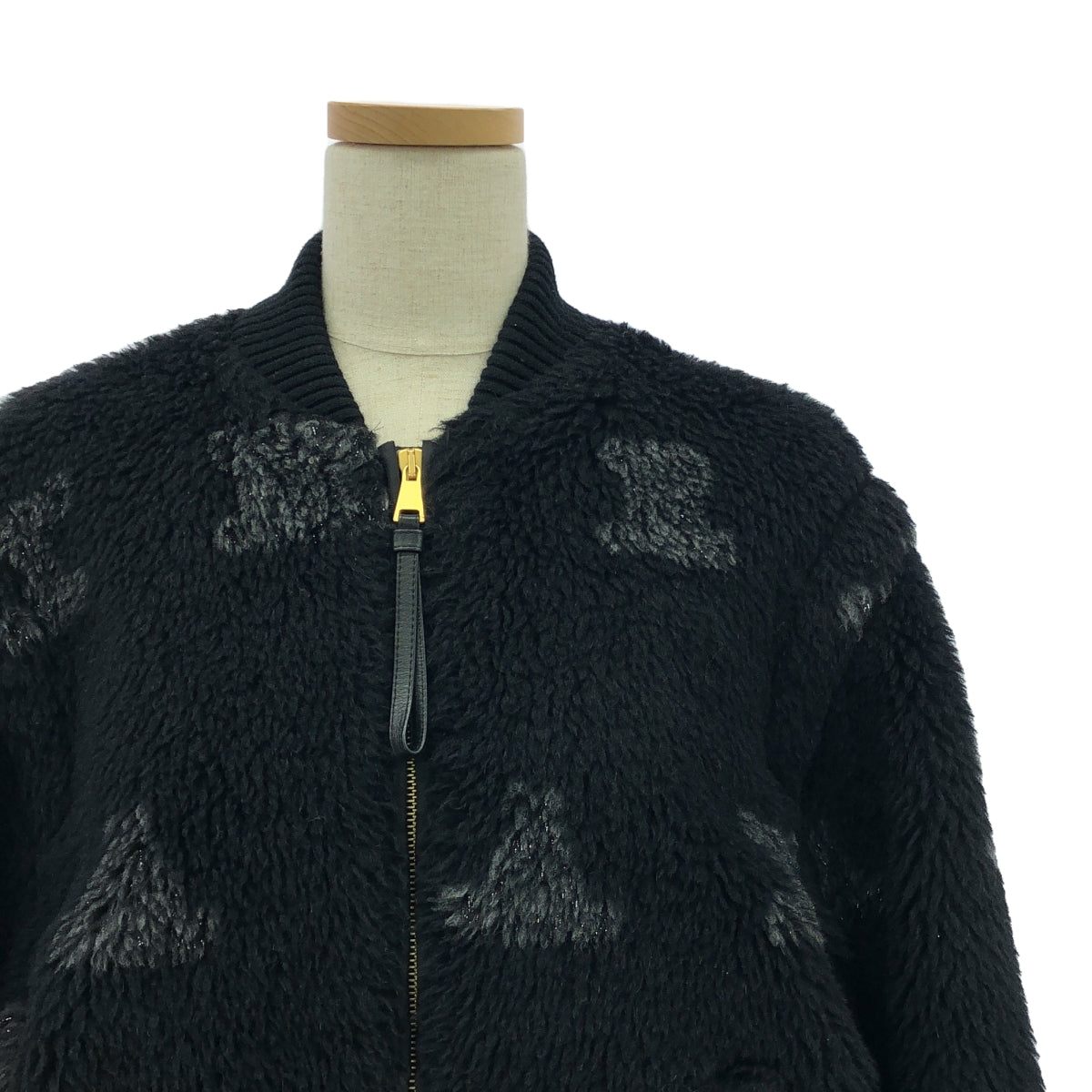 【美品】 Max Mara / マックスマーラ | 2023AW | モノグラム テディ ボア ブルゾン ジャケット / ロゴ総裏地 | 36 | ブラック | レディース