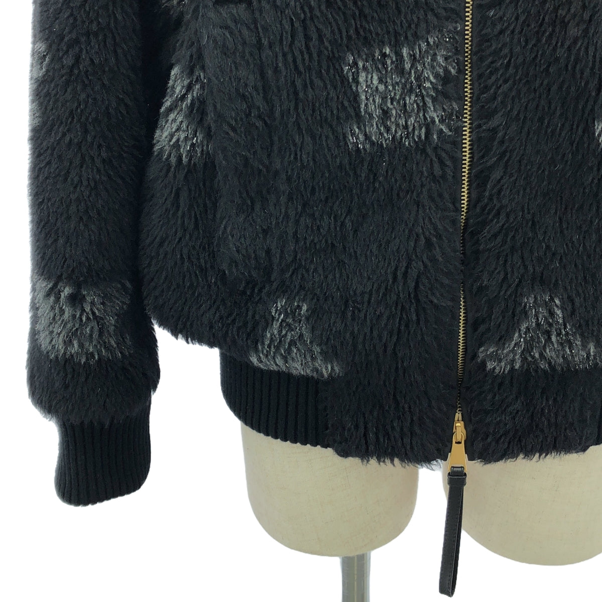 【美品】 Max Mara / マックスマーラ | 2023AW | モノグラム テディ ボア ブルゾン ジャケット / ロゴ総裏地 | 36 | ブラック | レディース