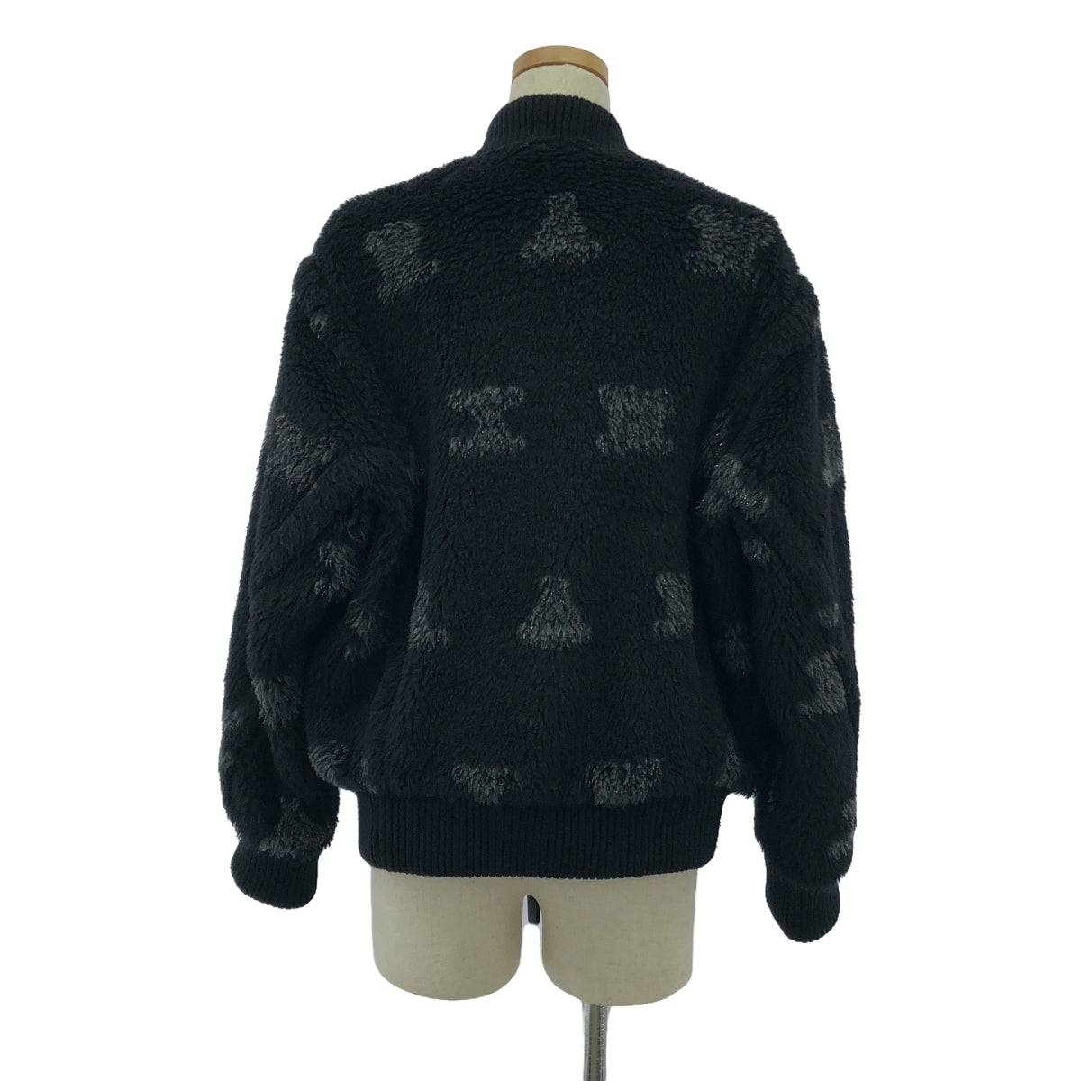 【美品】 Max Mara / マックスマーラ | 2023AW | モノグラム テディ ボア ブルゾン ジャケット / ロゴ総裏地 | 36 | ブラック | レディース