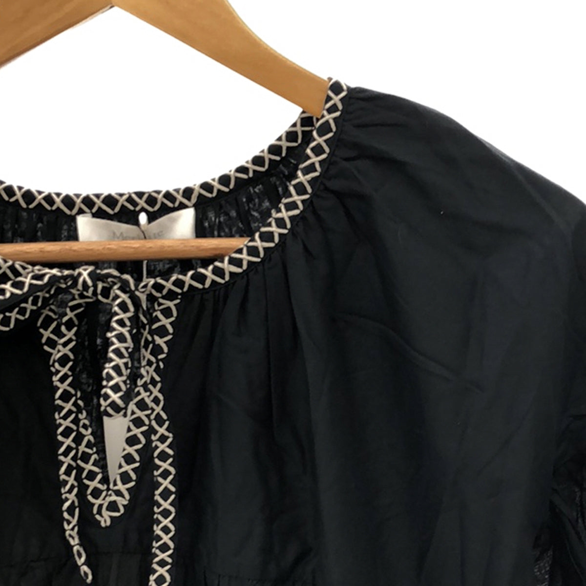 【美品】  MERLETTE / マーレット | NES DRESS コットン ギャザー ティアード ワンピース | S | ブラック | レディース