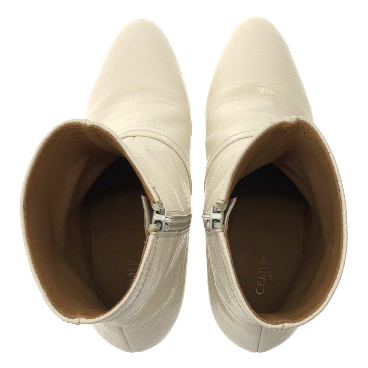 席琳 |鱷魚壓紋短靴 |尺寸 34 |白色 |女性的