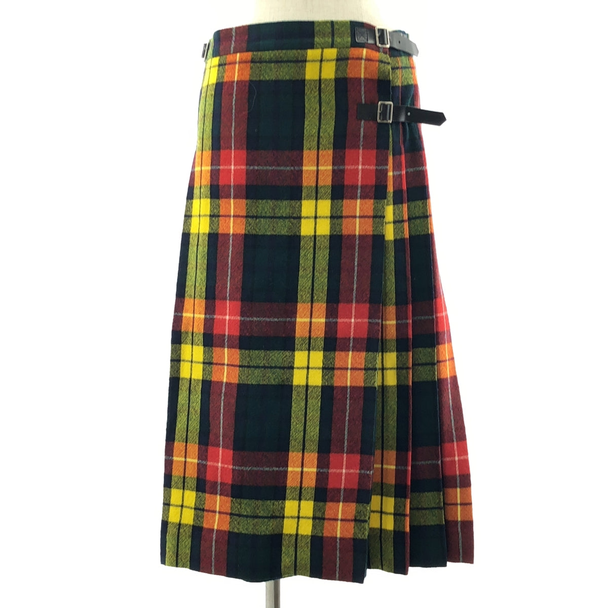 tricot COMME des GARCONS / Tricom De Galson | 2011AW | 울 타탄 체크 플리츠 랩 롱 스커트 | M | 여성