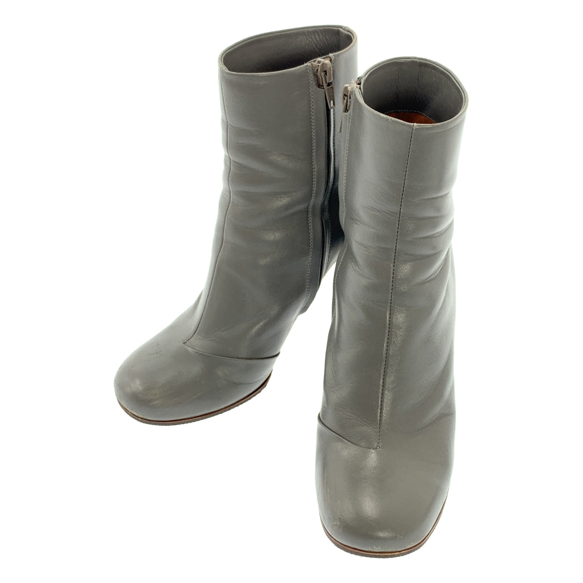 CELINE / セリーヌ | フィービー期 レザー アンクルヒールブーツ | 37 | グレー | レディース