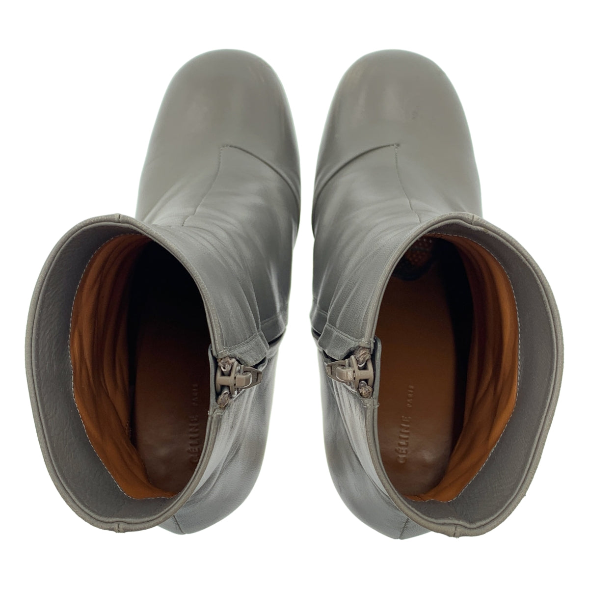 CELINE / セリーヌ | フィービー期 レザー アンクルヒールブーツ | 37 | グレー | レディース