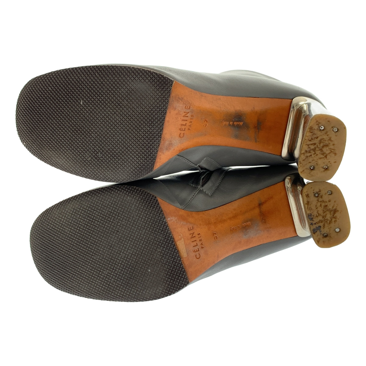 CELINE / セリーヌ | フィービー期 レザー アンクルヒールブーツ | 37 | グレー | レディース