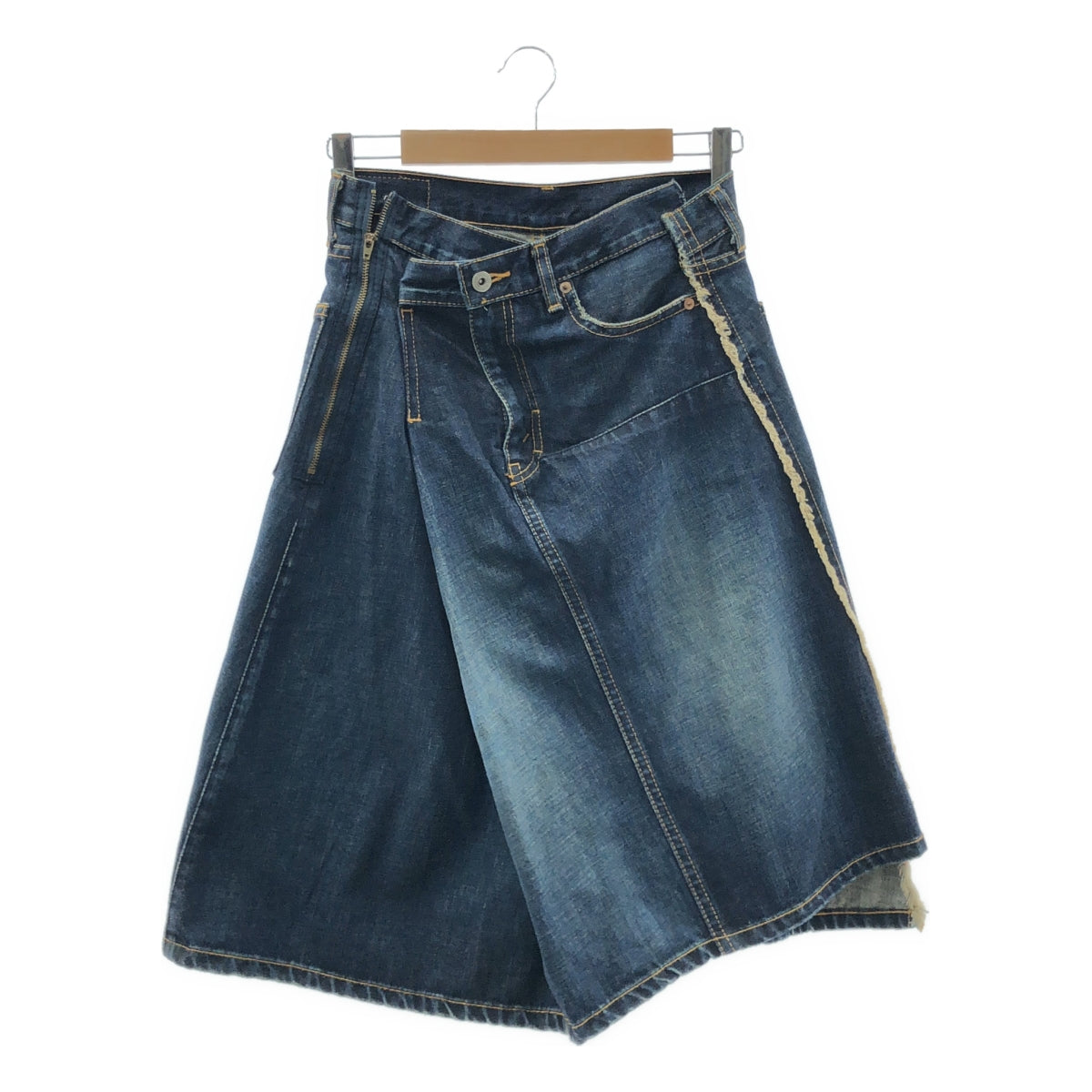 JUNYA WATANABE COMME des GARCONS / ジュンヤワタナベ | AD2007 | 【denim】ダメージ加工 サイドジップ 再構築 デニムスカート | M | レディース