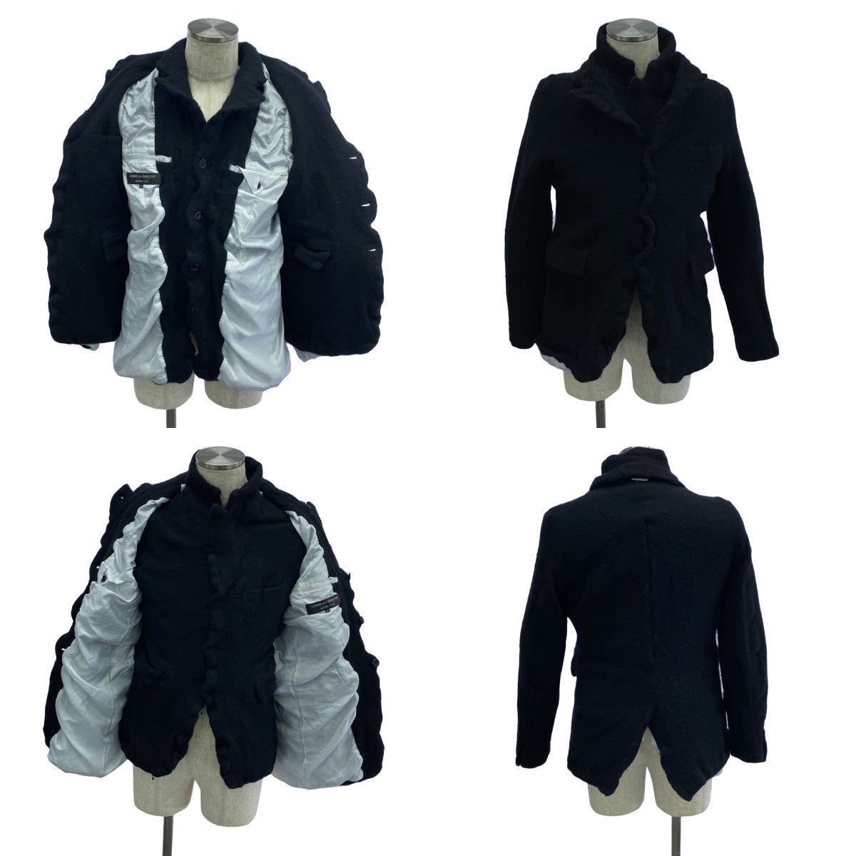 COMME des GARCONS HOMME PLUS / 콤데 갤슨 옴플루스 | 2024AW | 울 축융 인사이드 아웃 레이어드 재킷 | M | 블랙 / 화이트 | 남성