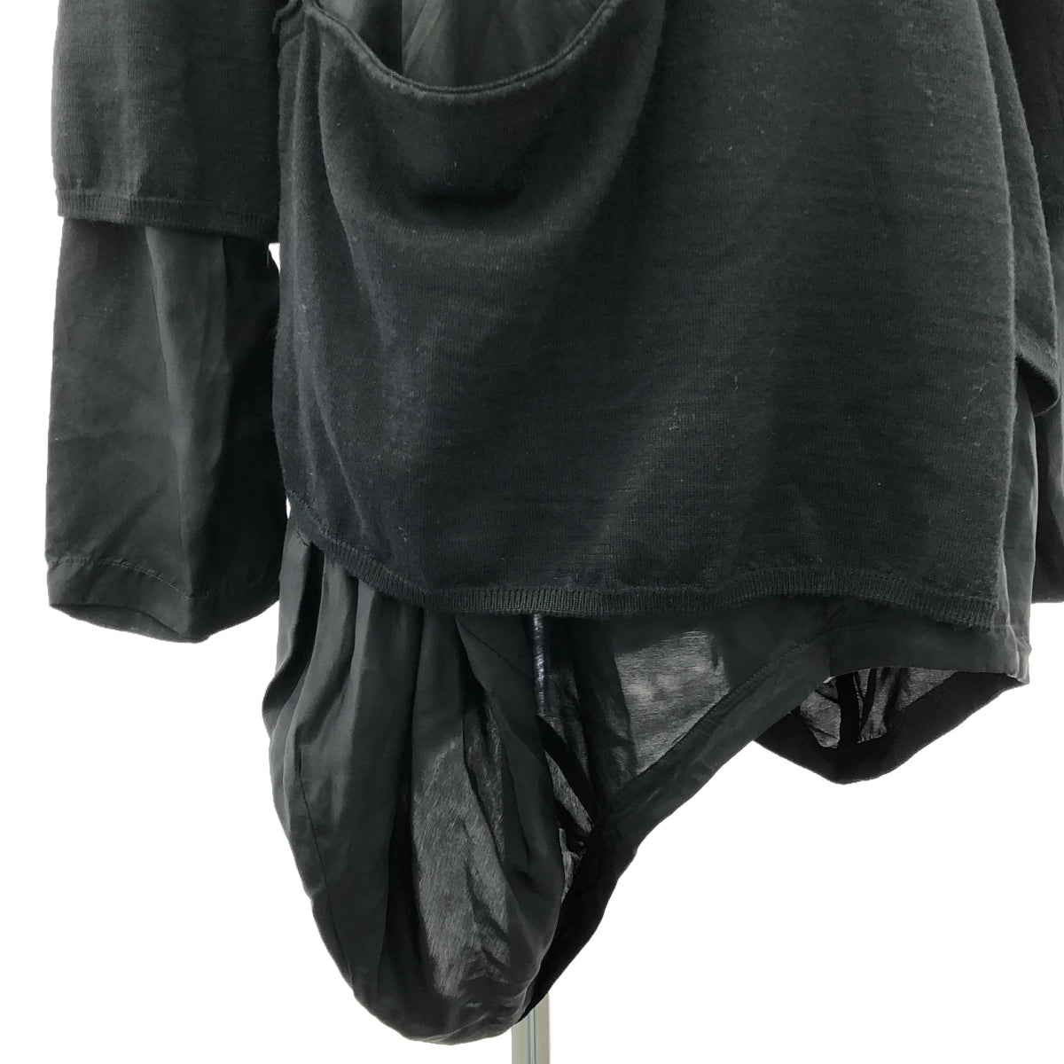 COMME des GARCONS / コムデギャルソン | 2022AW | 変形 異素材 切替 レイヤード アシンメトリー ニット ワンピース | S | ブラック | レディース