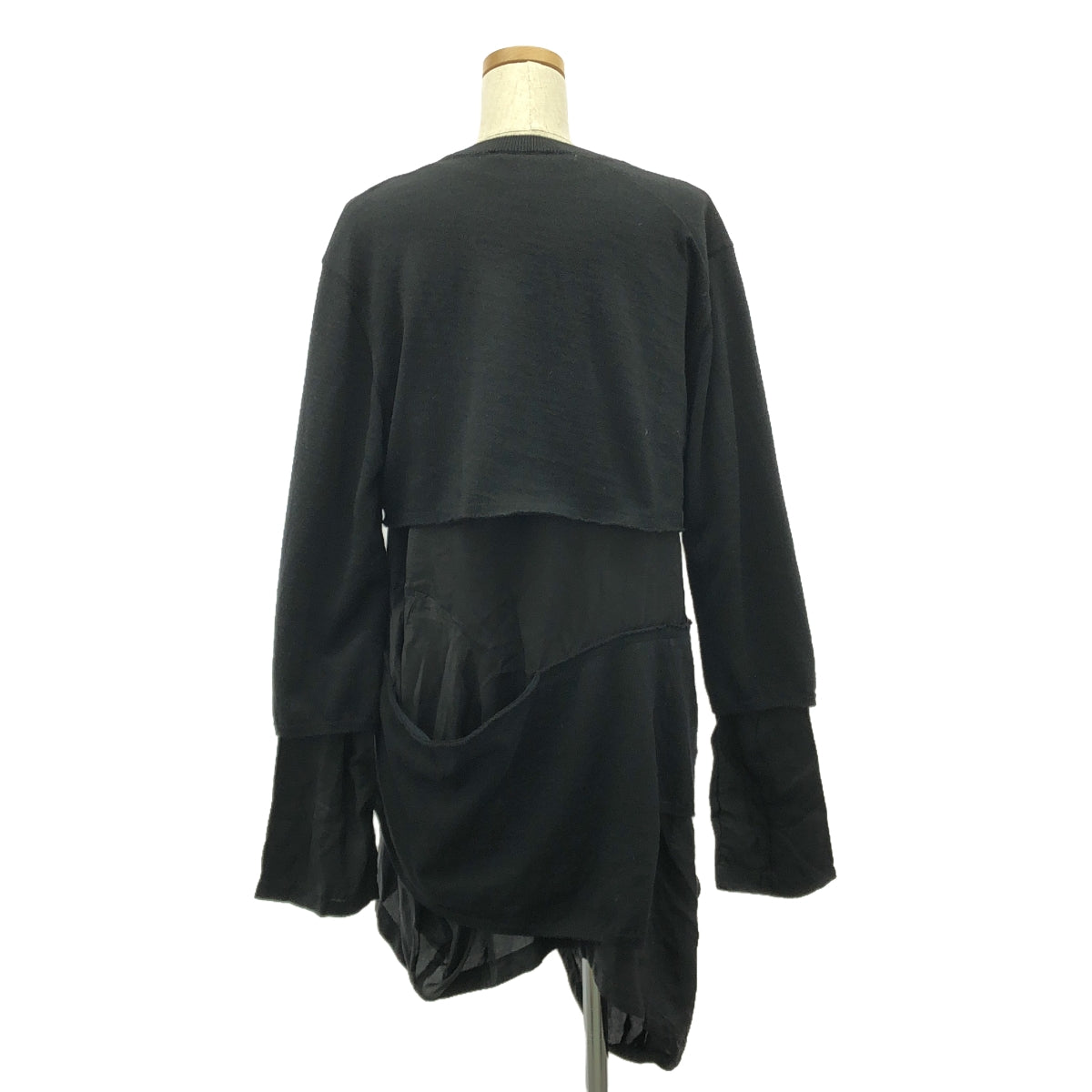 COMME des GARCONS / コムデギャルソン | 2022AW | 変形 異素材 切替 レイヤード アシンメトリー ニット ワンピース | S | ブラック | レディース