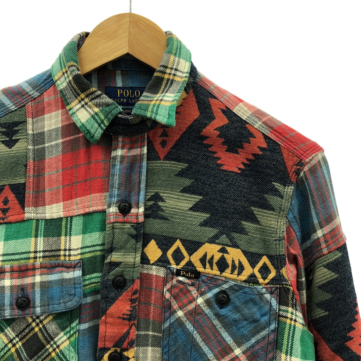 POLO RALPH LAUREN / 폴로랄프로렌 | 네이티브 무늬 패치워크 셔츠 | XS |