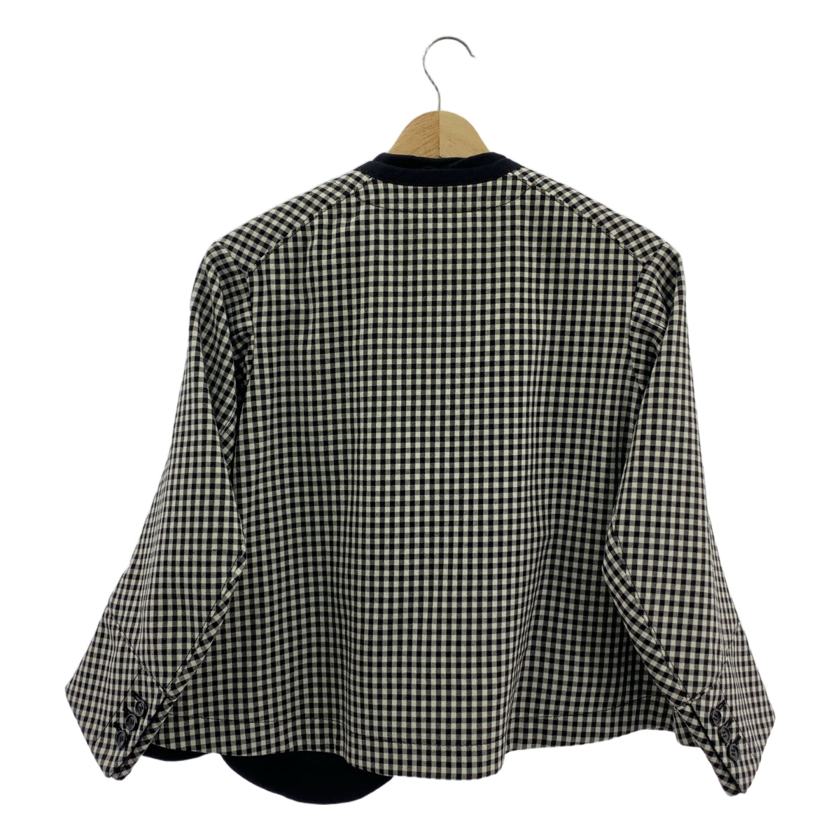 COMME des GARCONS | 經編針織布料2016秋冬/公元2016 | Stoll 對接格紋無領棉質夾克 | S |女性的