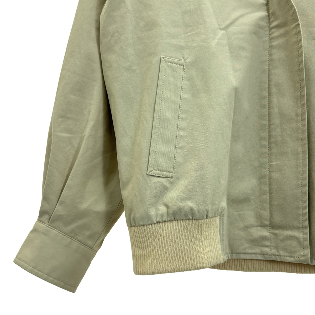 Tomoumi Ono / トモウミオノ | ノーカラー リブ ジャケット ブルゾン / 総裏地 | ベージュ | レディース