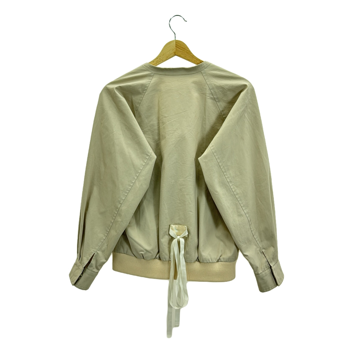 Tomoumi Ono / トモウミオノ | ノーカラー リブ ジャケット ブルゾン / 総裏地 | ベージュ | レディース