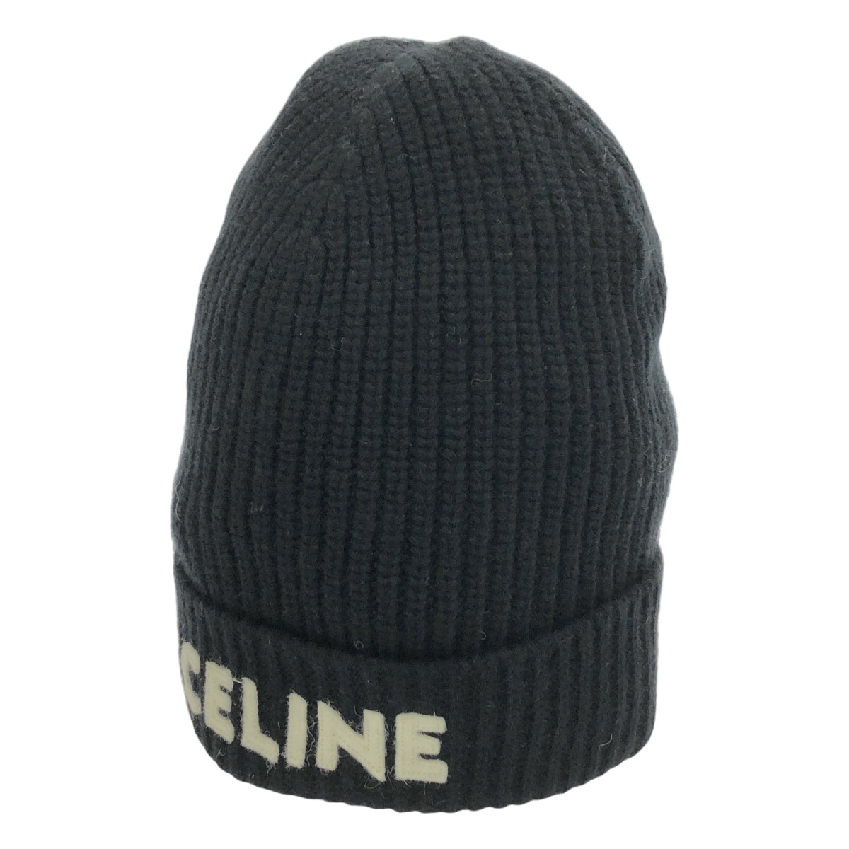 【미품】 CELINE / 셀린느 | 울 리브 로고 니트 캡 비니 | 블랙 | 여성