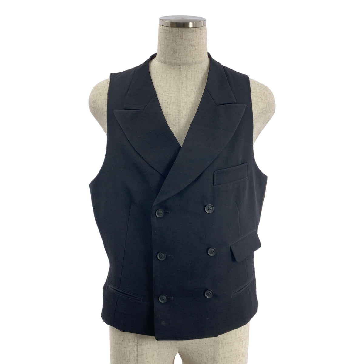 YOHJI YAMAMOTO POUR HOMME / ヨウジヤマモトプールオム | 2020AW | ウール ギャバジン オーバー 6BSピークドラペルベスト ジレ / 総裏地 | 3 |