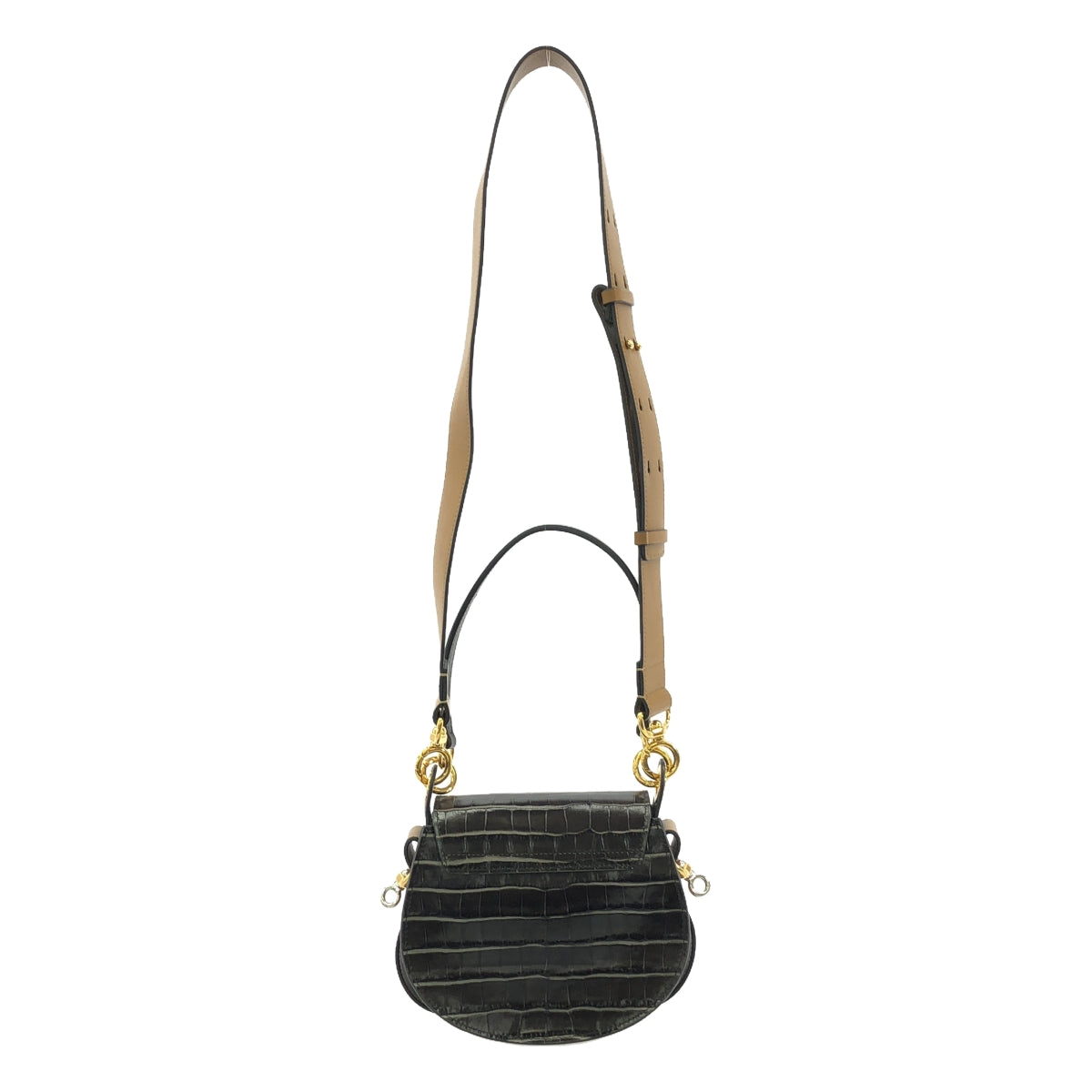【美品】 Chloe / クロエ | テス クロコ型押し 2way ショルダーバッグ | ダークブラウン/ブラウン | レディース