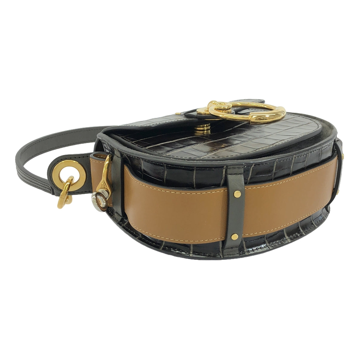 【美品】 Chloe / クロエ | テス クロコ型押し 2way ショルダーバッグ | ダークブラウン/ブラウン | レディース