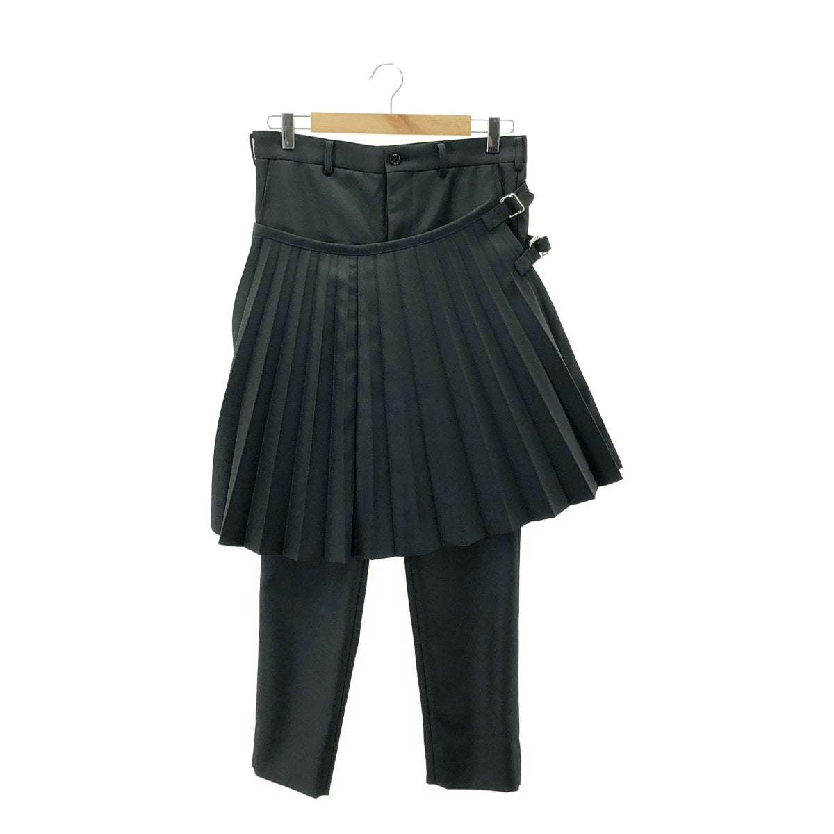 【美品】 COMME des GARCONS HOMME PLUS / コムデギャルソンオムプリュス | 2024AW | ポリエステル プリーツスカート ドッキング パンツ | XS | ブラック | メンズ
