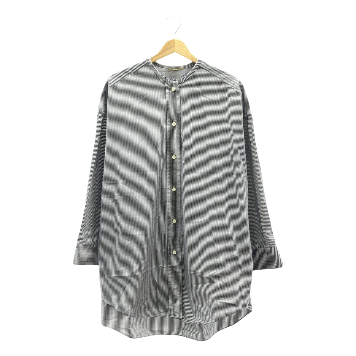 Deuxieme Classe | Oversized No-collar Cut-off Neck Striped Shirt | F | Women's
