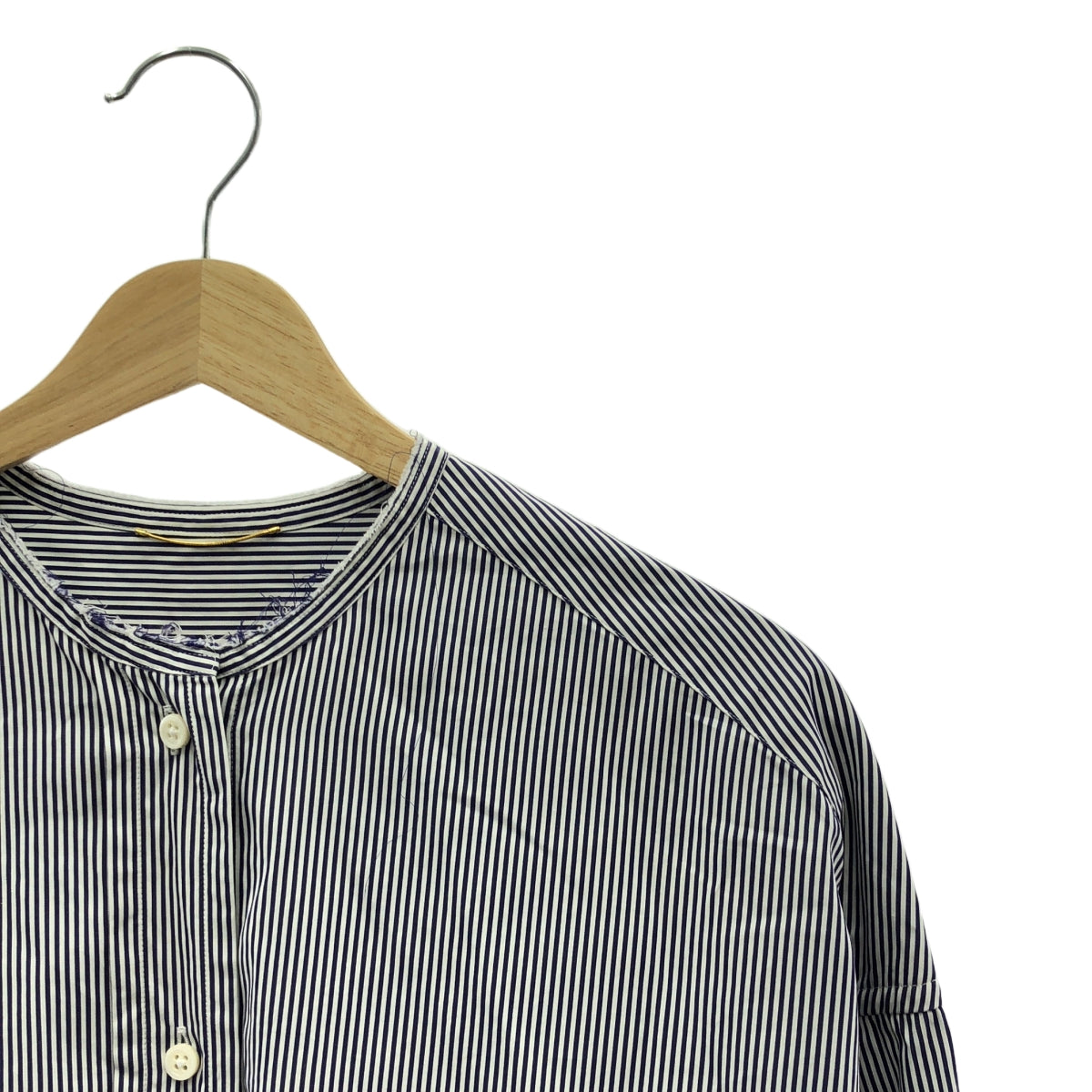 Deuxieme Classe | Oversized No-collar Cut-off Neck Striped Shirt | F | Women's